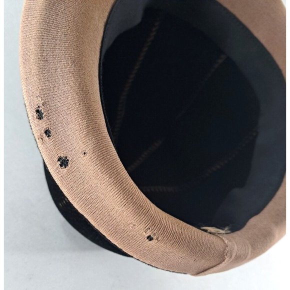 Women's Vintage Bucket Hat Black Brown Stitching Union Made Mid Century 22" - Picture 7 of 9